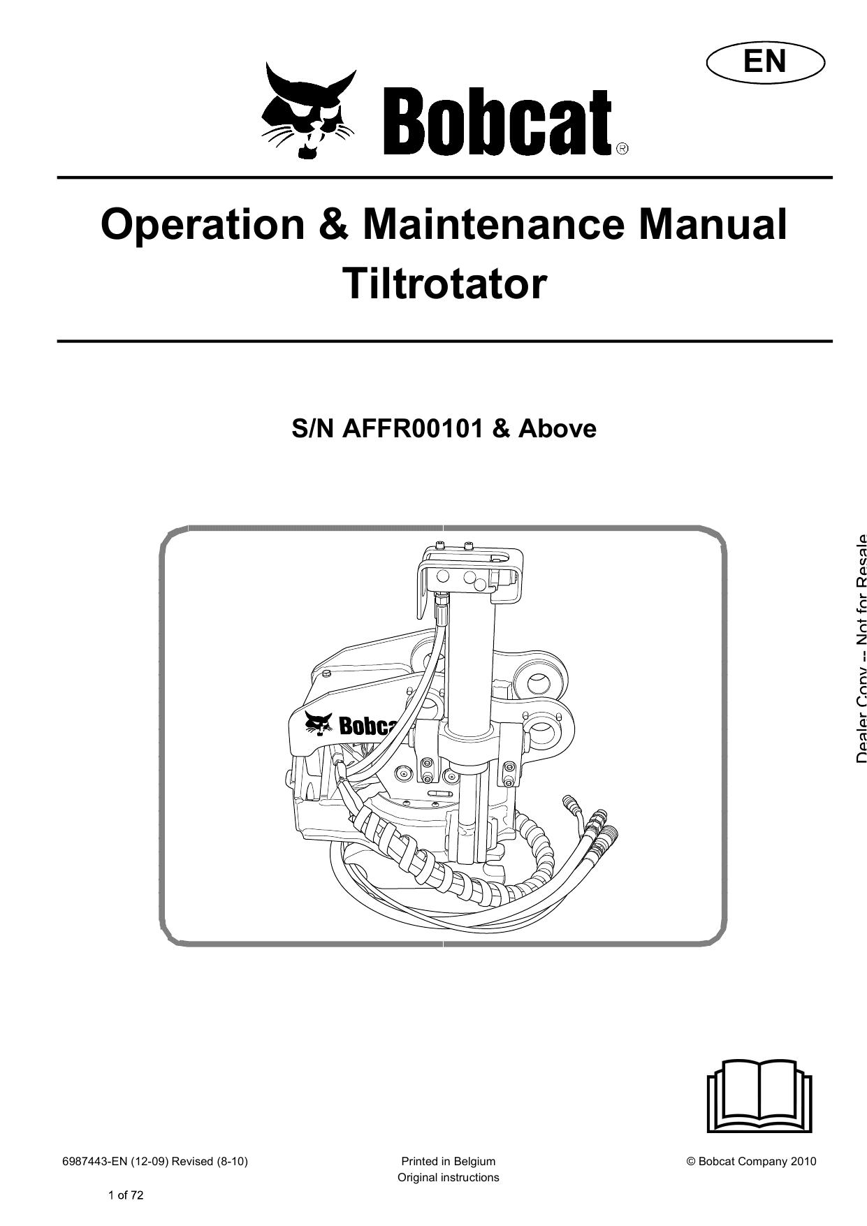 Tiltrotator Attachment Operation & Maintenance Manual Bobcat